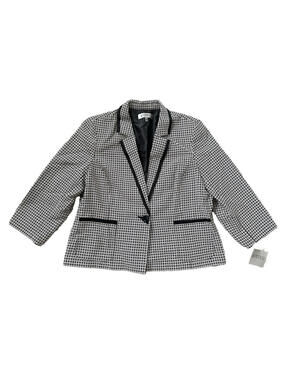 NWT KASPER Black White Geometric Blazer Jacket One Button Long Sleeve 18 $129